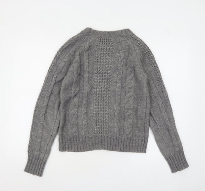 Le Mont St Michel Womens Grey Cable-Knit Acrylic Alpaca Jumper M