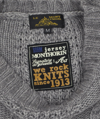 Le Mont St Michel Womens Grey Cable-Knit Acrylic Alpaca Jumper M