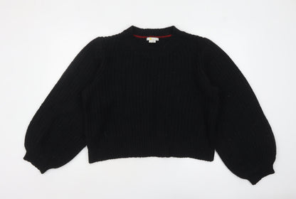 Boden Women's Black Chunky Knit Crew Neck Pullover Jumper Size L