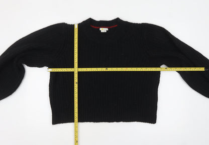 Boden Women's Black Chunky Knit Crew Neck Pullover Jumper Size L