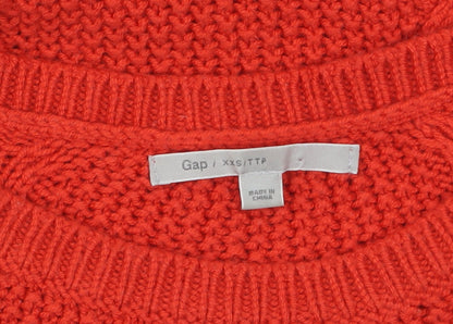 Gap Womens Red Cable-Knit Boat Neck Pullover Jumper XXS