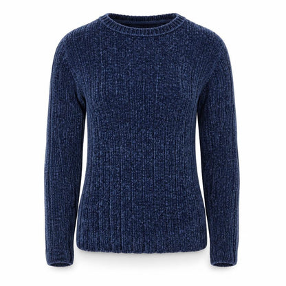 Bershka Women's Blue Ribbed Velvet Long Sleeve Pullover Jumper XS