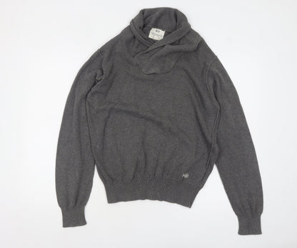 Crosshatch Men's Grey Roll Neck Cotton Pullover Jumper Size L