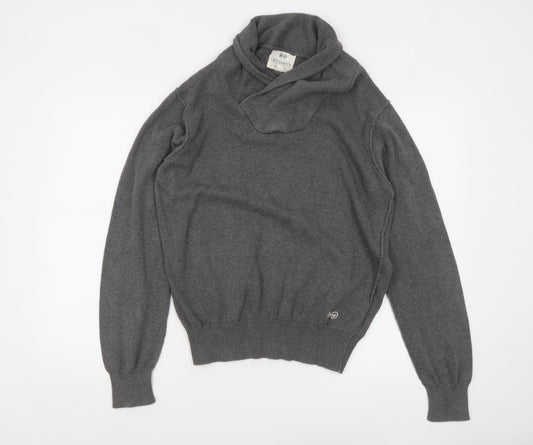 Crosshatch Men's Grey Roll Neck Cotton Pullover Jumper Size L