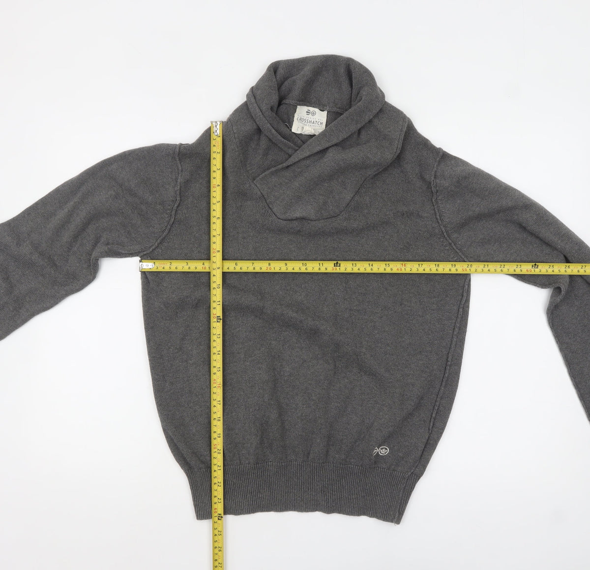 Crosshatch Men's Grey Roll Neck Cotton Pullover Jumper Size L