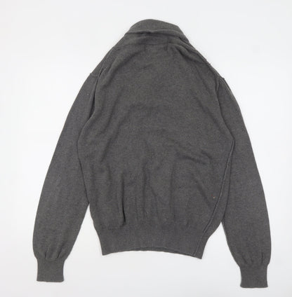 Crosshatch Men's Grey Roll Neck Cotton Pullover Jumper Size L