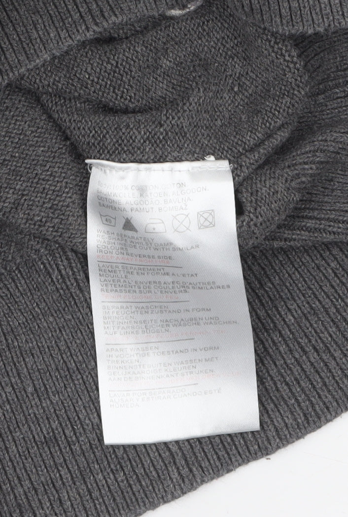 Crosshatch Men's Grey Roll Neck Cotton Pullover Jumper Size L