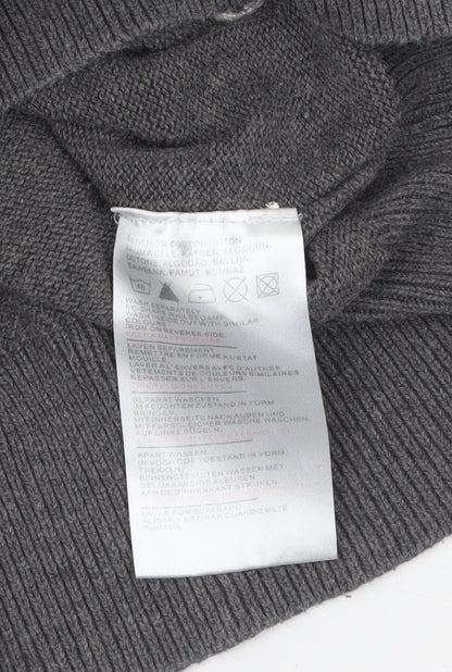 Crosshatch Men's Grey Roll Neck Cotton Pullover Jumper Size L