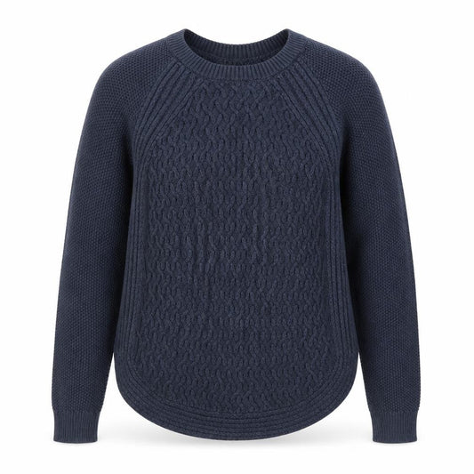 Max Studio Women Blue Cable-Knit Jumper Medium Cotton Blend