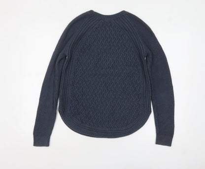 Max Studio Women Blue Cable-Knit Jumper Medium Cotton Blend