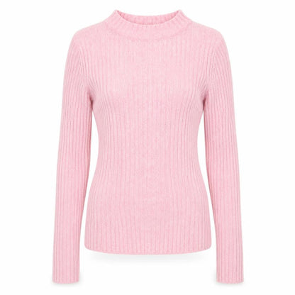 Brave Soul Women’s Pink Ribbed Mock Neck Slim Fit Jumper Size S