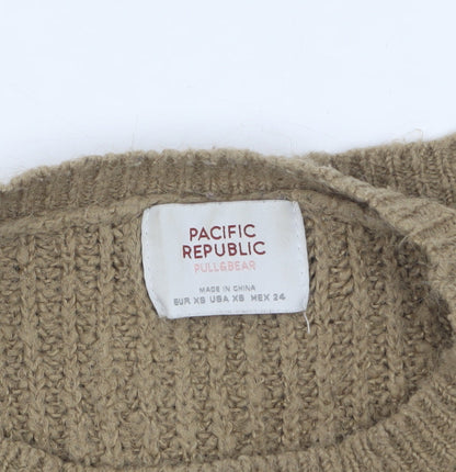 Womens UK Size XS Pull & Bear Beige Pullover Jumper