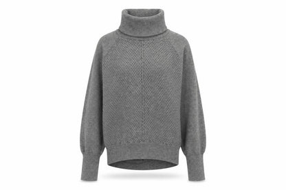 Gap Women’s Grey Roll Neck Waffle-Knit Jumper XS