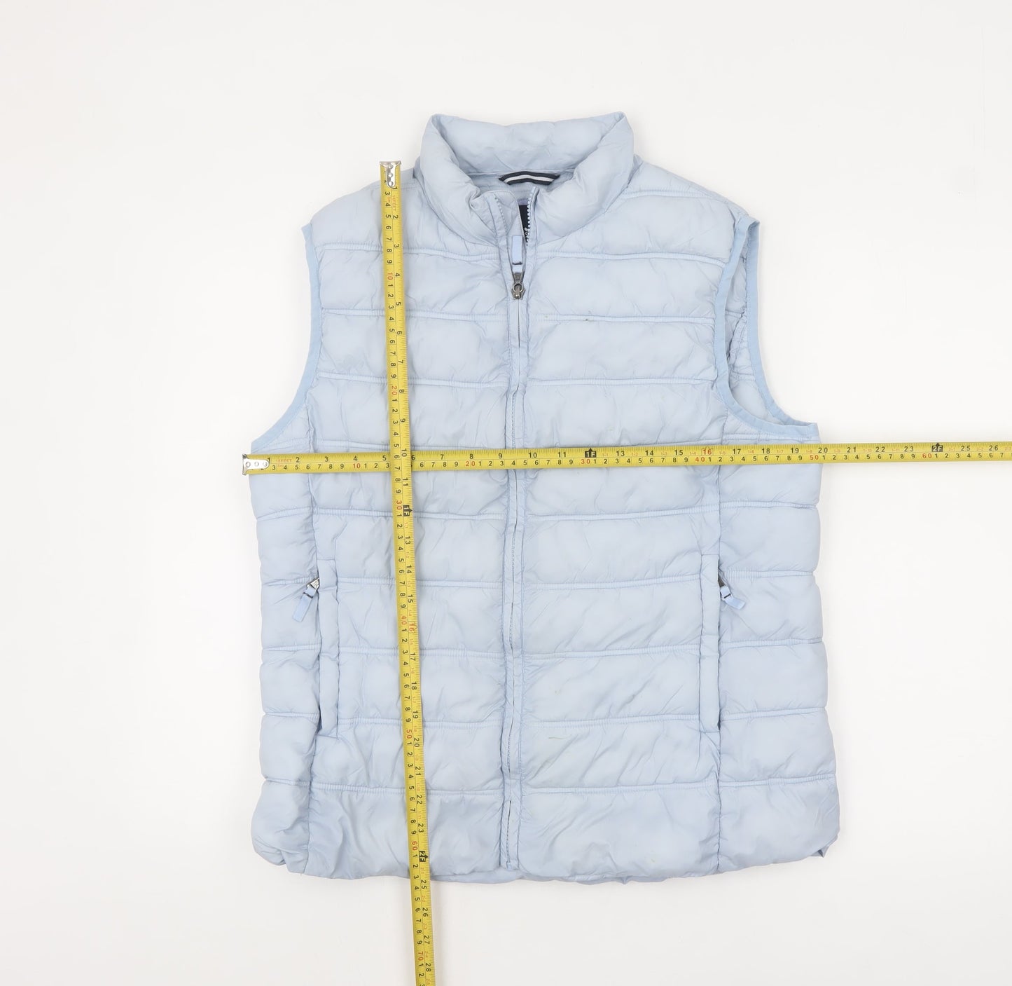 Crew Clothing Women’s Blue Puffer Waistcoat Size 14 Zip Lightweight Gilet