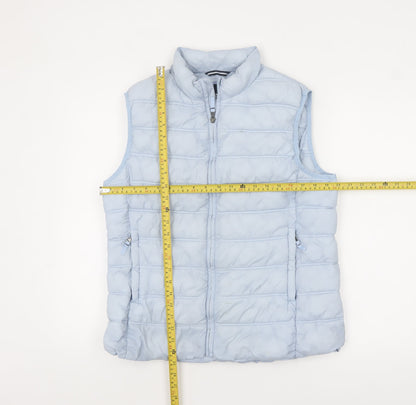 Crew Clothing Women’s Blue Puffer Waistcoat Size 14 Zip Lightweight Gilet