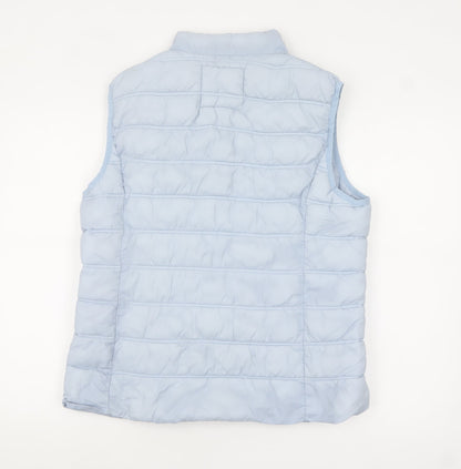 Crew Clothing Women’s Blue Puffer Waistcoat Size 14 Zip Lightweight Gilet