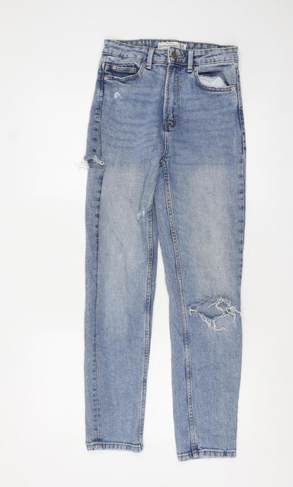 Womens UK Size 8 Stradivarius Slim Fit Mom Blue Jeans