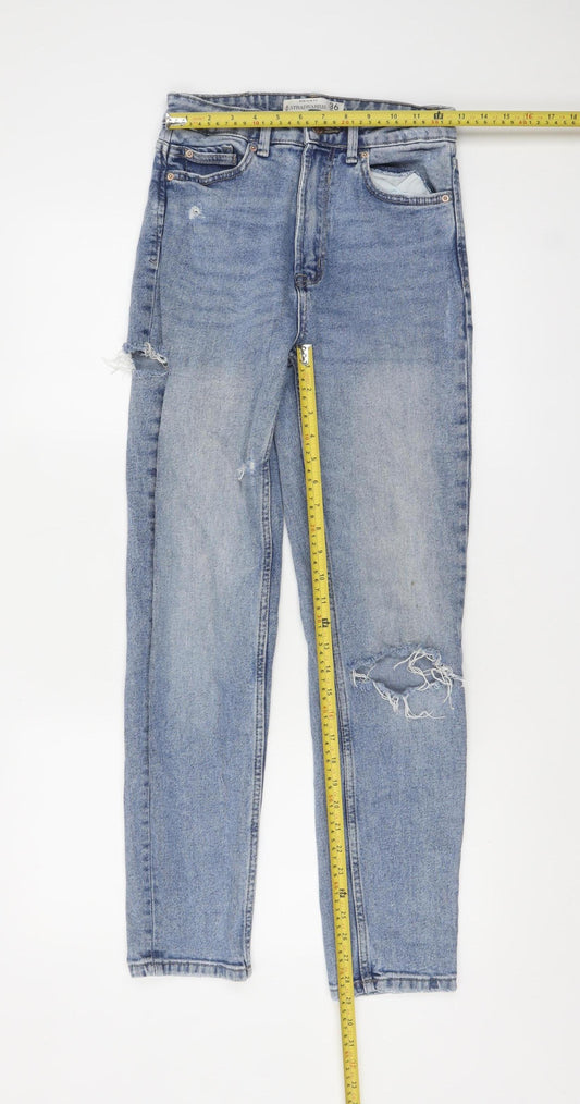 Womens UK Size 8 Stradivarius Slim Fit Mom Blue Jeans