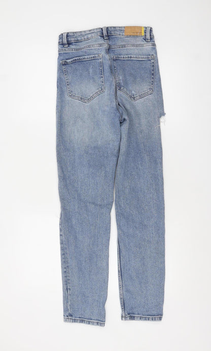 Womens UK Size 8 Stradivarius Slim Fit Mom Blue Jeans