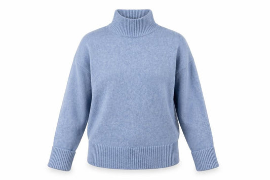 Front view of ASOS DESIGN Women's Blue Mock Neck Knit Jumper XS