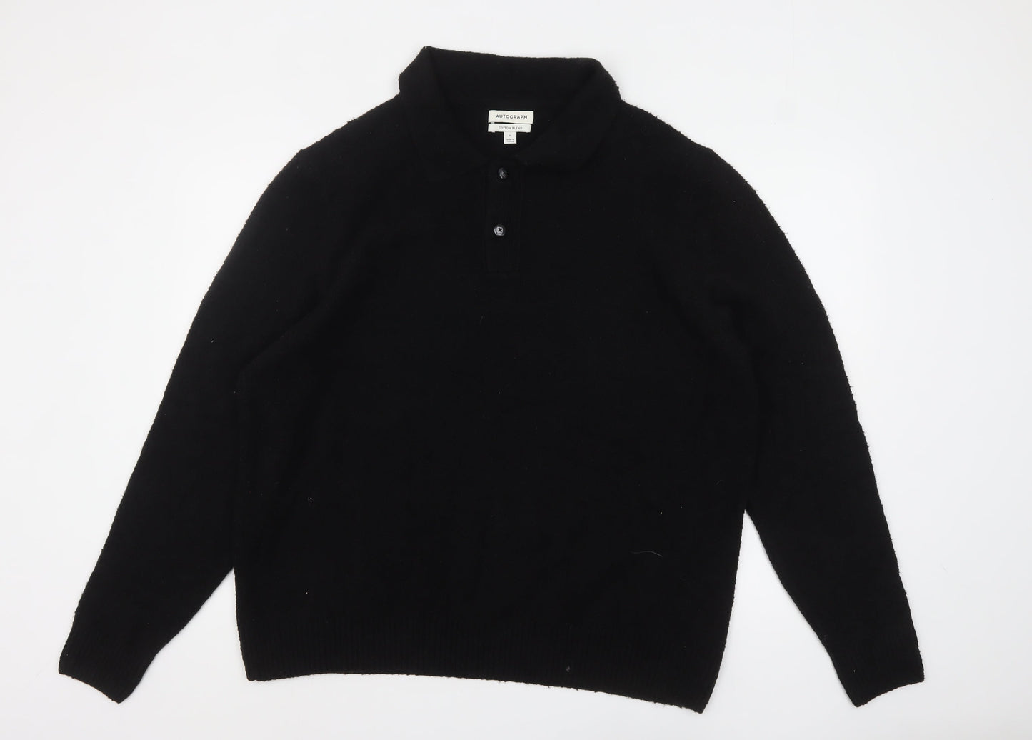 Mens UK Size XL Marks and Spencer Black Henley Jumper