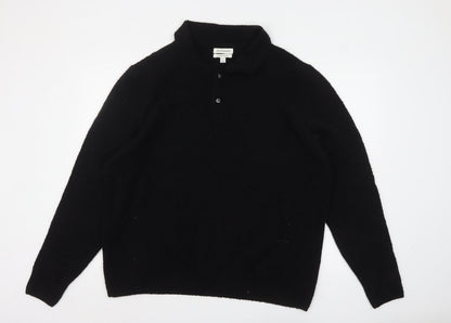 Mens UK Size XL Marks and Spencer Black Henley Jumper