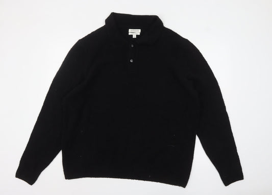 Mens UK Size XL Marks and Spencer Black Henley Jumper