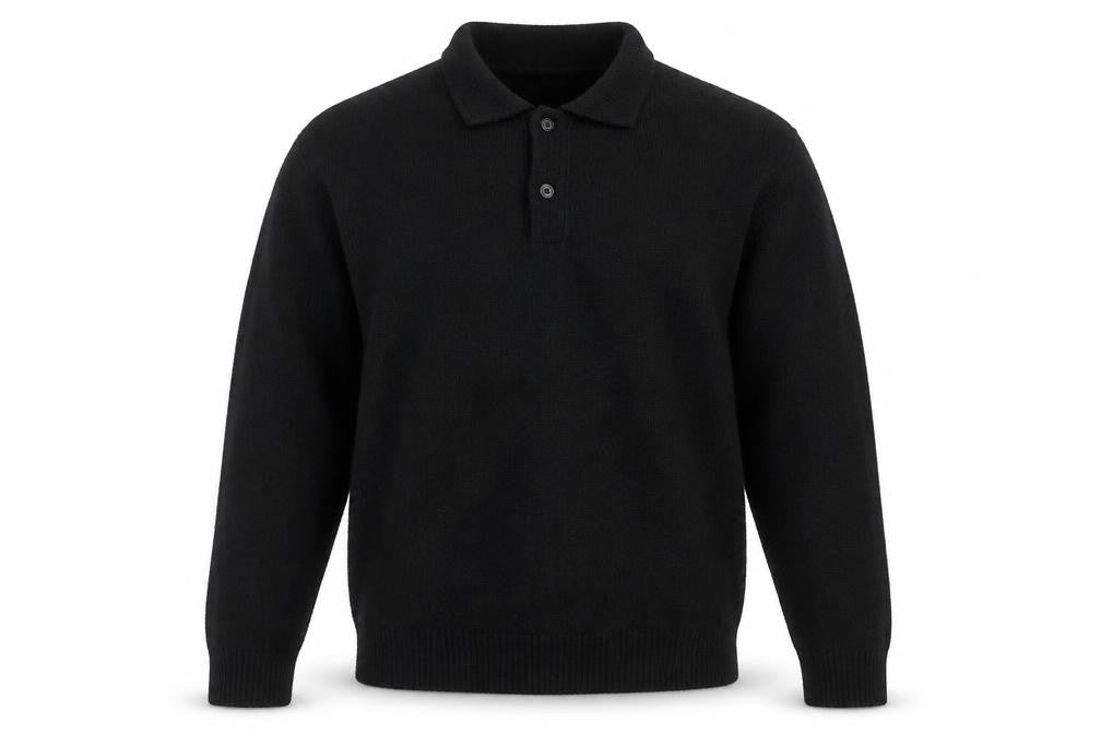 Mens UK Size XL Marks and Spencer Black Henley Jumper