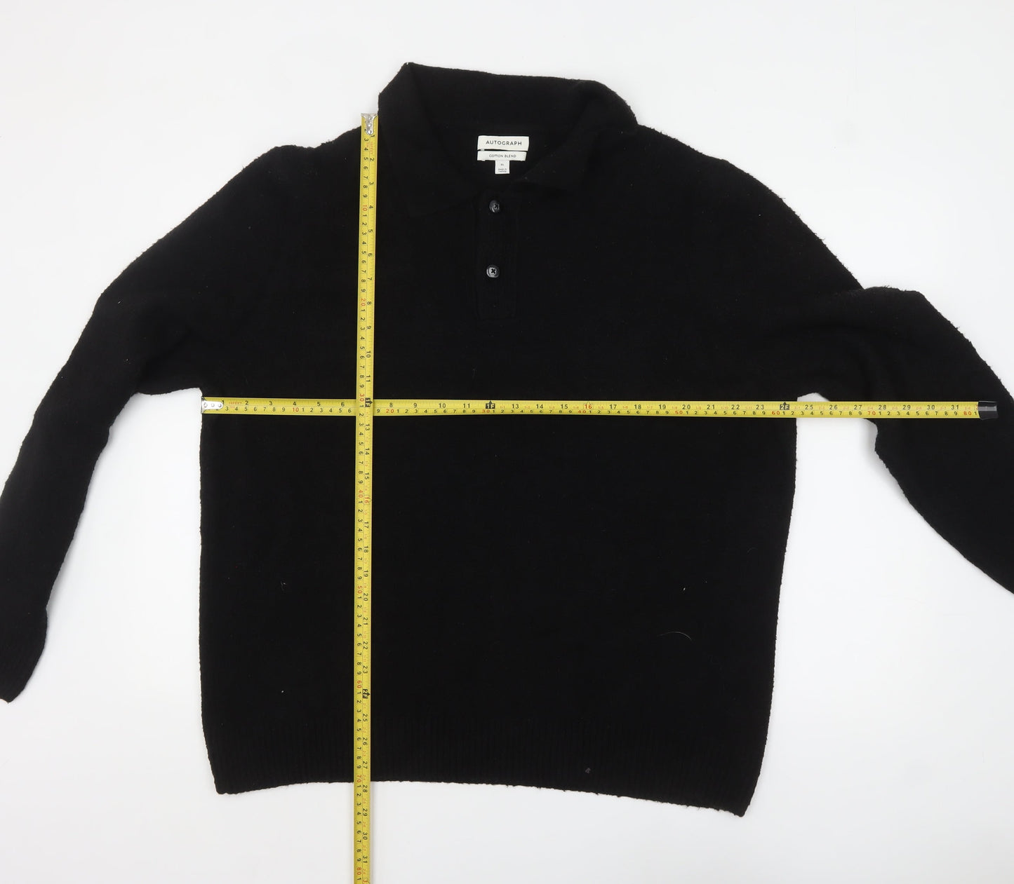 Mens UK Size XL Marks and Spencer Black Henley Jumper