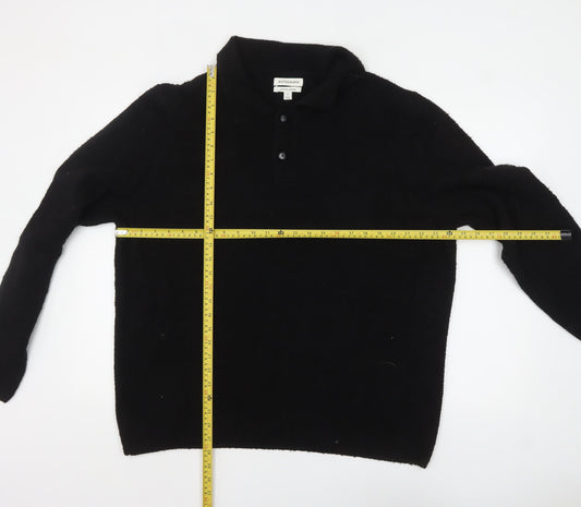 Mens UK Size XL Marks and Spencer Black Henley Jumper