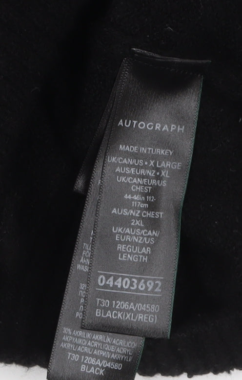 Mens UK Size XL Marks and Spencer Black Henley Jumper