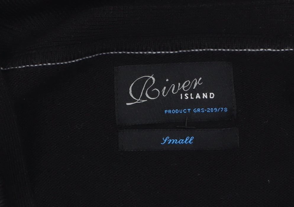 Mens UK Size S River Island Black Cardigan Jumper