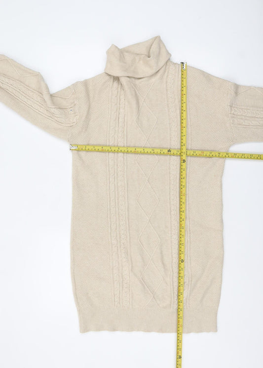 NEXT Women Beige Roll Neck Cable Knit Jumper Medium