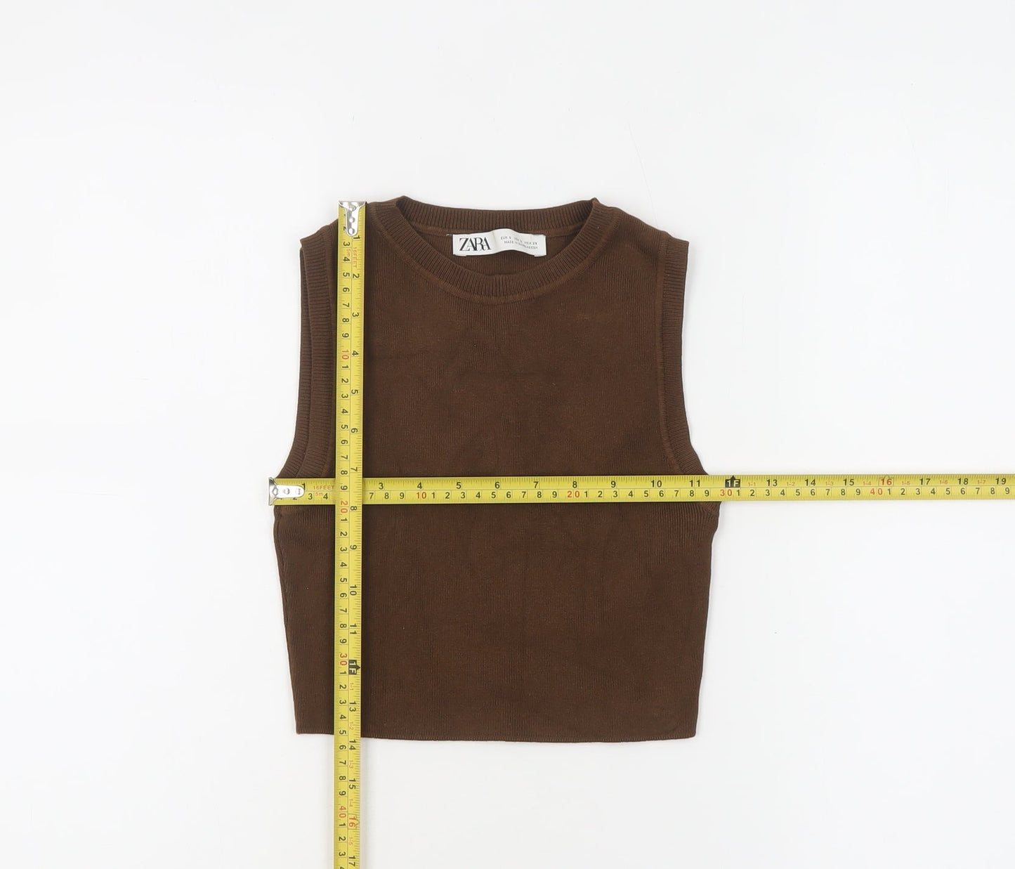 Womens UK Size S Zara Brown Cropped Tank