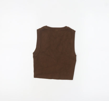 Womens UK Size S Zara Brown Cropped Tank