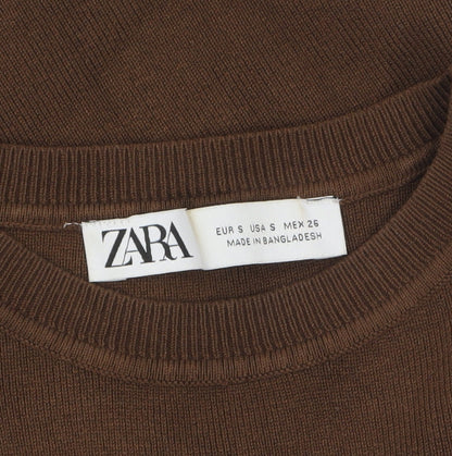 Womens UK Size S Zara Brown Cropped Tank