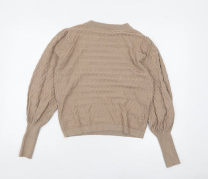 ONLY Women Beige Knit Pullover Jumper M Long Sleeve Crew Neck
