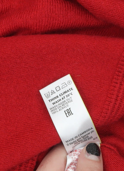 Womens UK Size 14 Marks and Spencer Red Cardigan Jumper