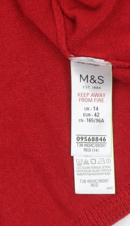 Womens UK Size 14 Marks and Spencer Red Cardigan Jumper