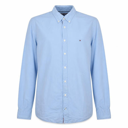 Tommy Hilfiger Men's Blue Slim Fit Stretch Button-Up Shirt M