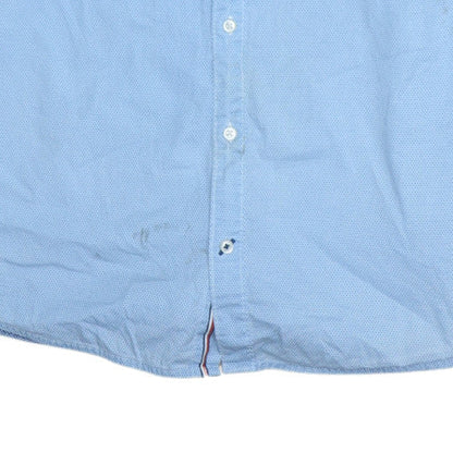 Tommy Hilfiger Men's Blue Slim Fit Stretch Button-Up Shirt M