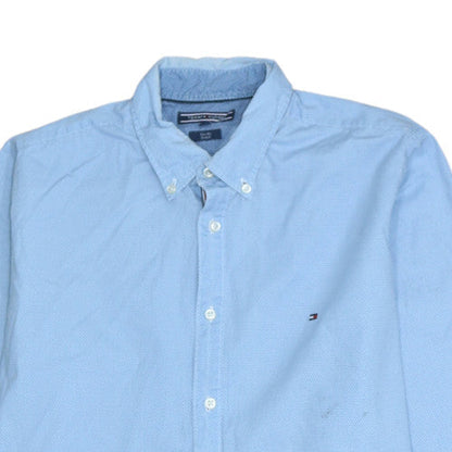 Tommy Hilfiger Men's Blue Slim Fit Stretch Button-Up Shirt M