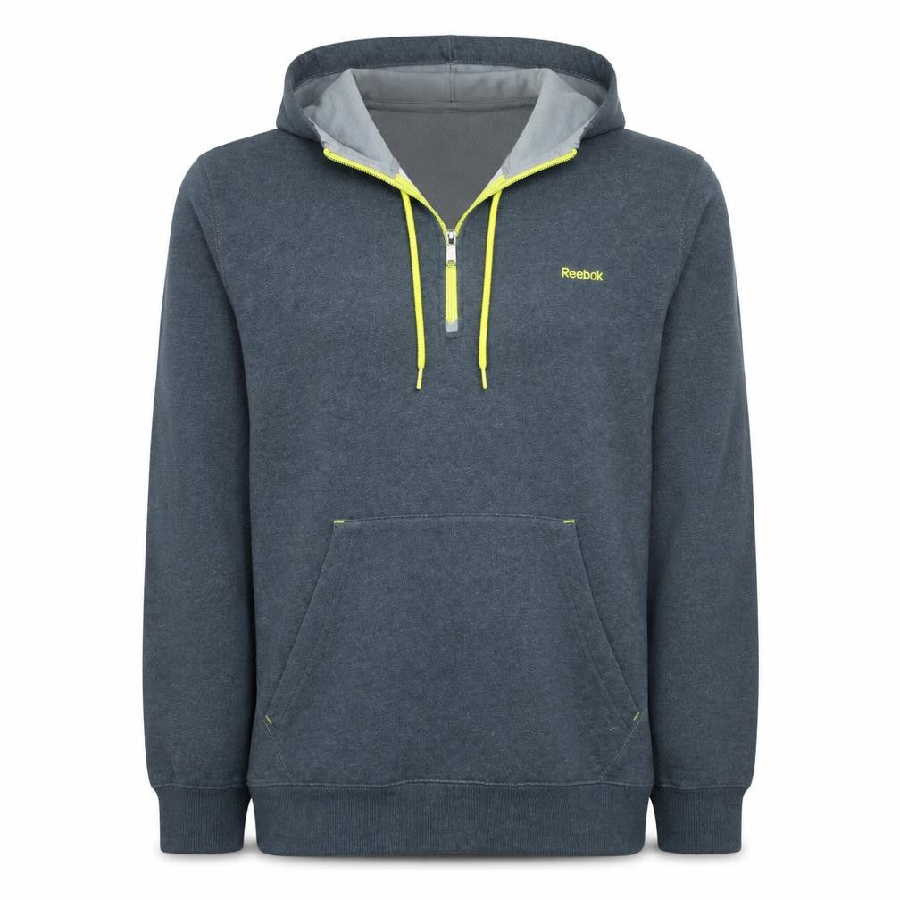 Mens UK Size 2XL Reebok Grey 1/2 Zip Hoodie