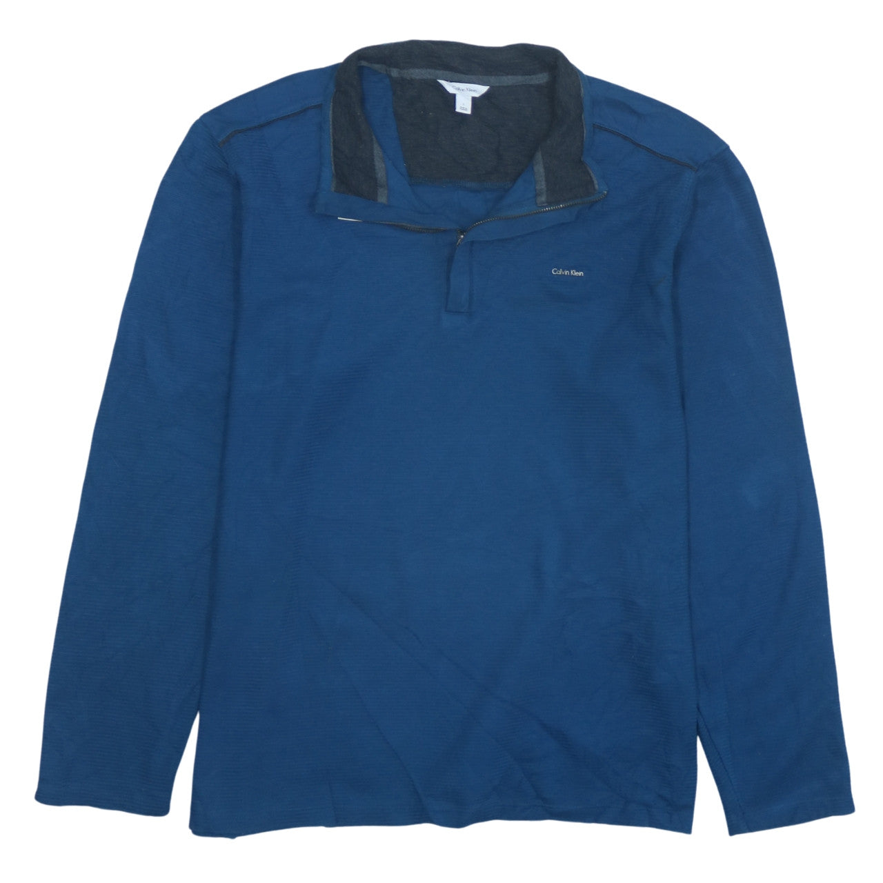 Mens UK Size L Calvin Klein Blue Henley Sweatshirt
