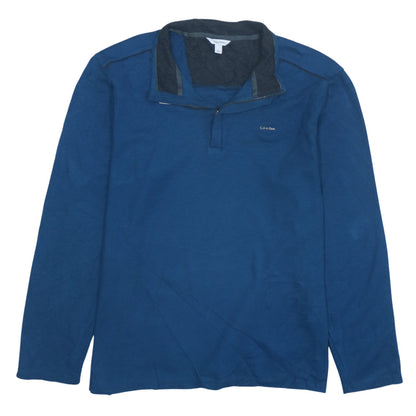 Mens UK Size L Calvin Klein Blue Henley Sweatshirt