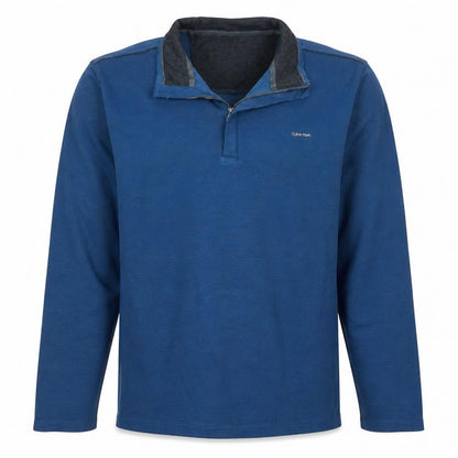 Mens UK Size L Calvin Klein Blue Henley Sweatshirt