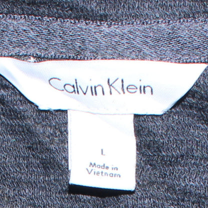Mens UK Size L Calvin Klein Blue Henley Sweatshirt
