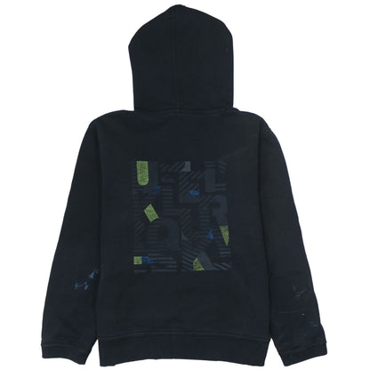 Quiksilver Boys Black Hoodie Pullover Fleece Graphic Print Size 14 Years