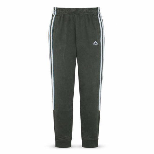 Front view of Adidas men’s green xs jogger trousers fleece side stripe