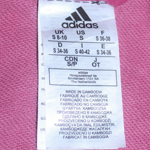 Womens UK Size 8-10 adidas Pink Full Zip Hoodie